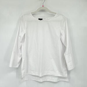 Women's Talbots White Side Vent Blouse Medium Petite
